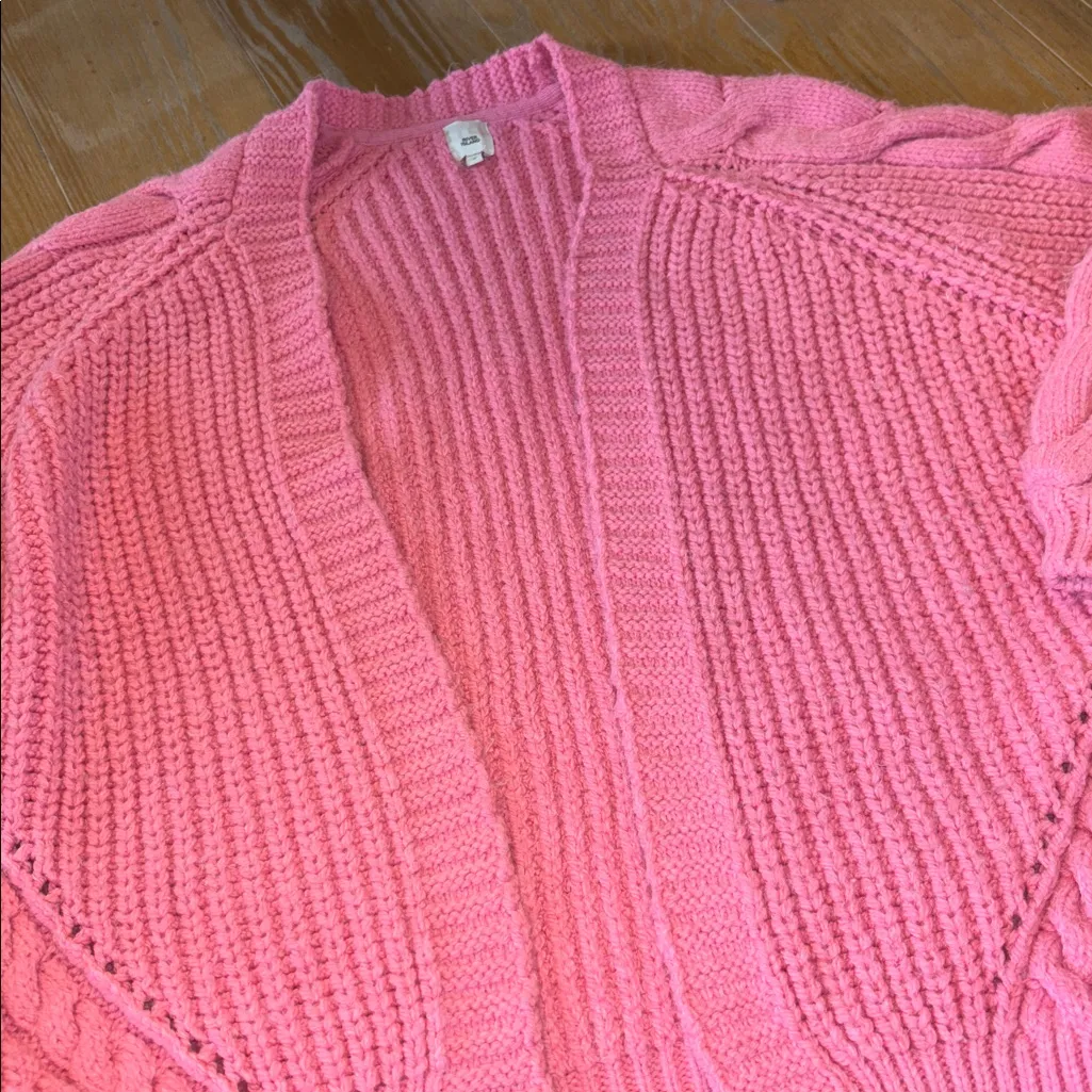 River Island  Chunky Open Cardigan in Pink - Image 3