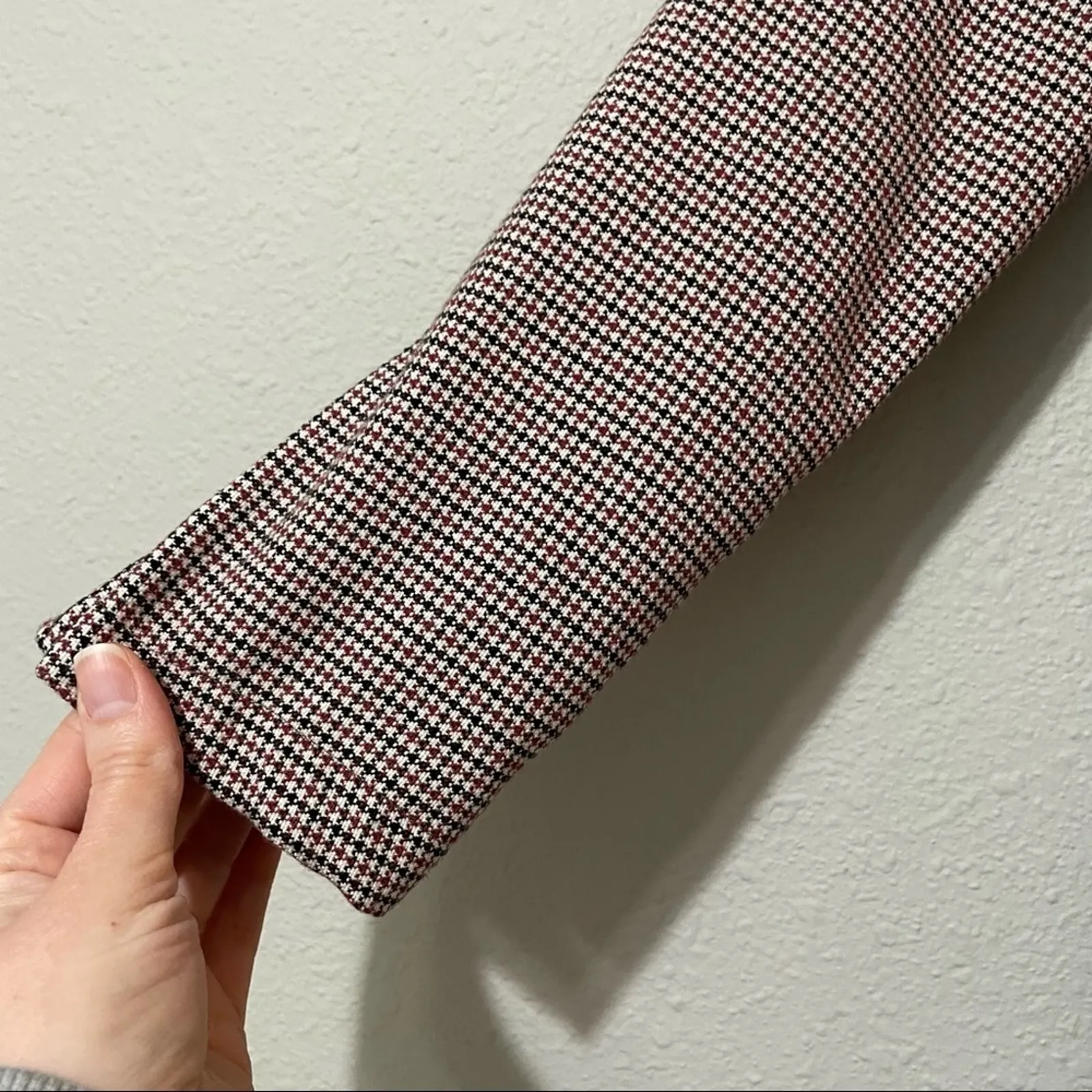 Zara Black White Red Plaid Ruffled Back Mini Shift Dress XS Academia Fall Preppy - Image 2