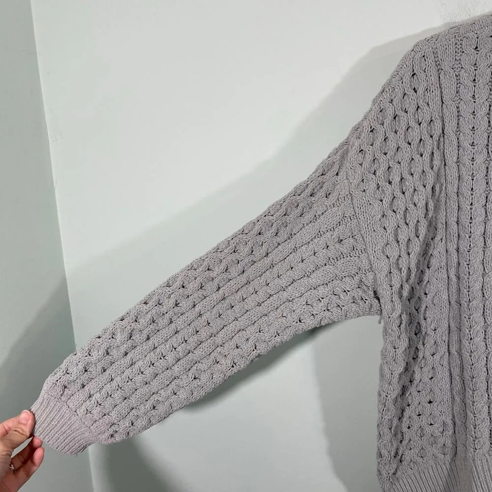 Abercrombie & Fitch Women's Mint Green Cable Knit Open Front Cardigan Size S - Image 5