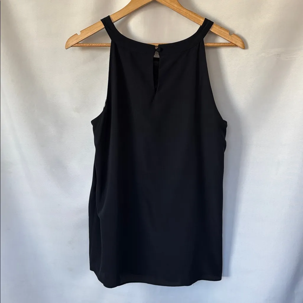 Adrianna Papell size M navy paisley print tank top White Embroidery and beads - Image 10