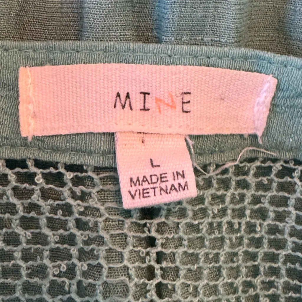 Mine Green Mandarin Collar Button Down Shirt Size L - Image 5