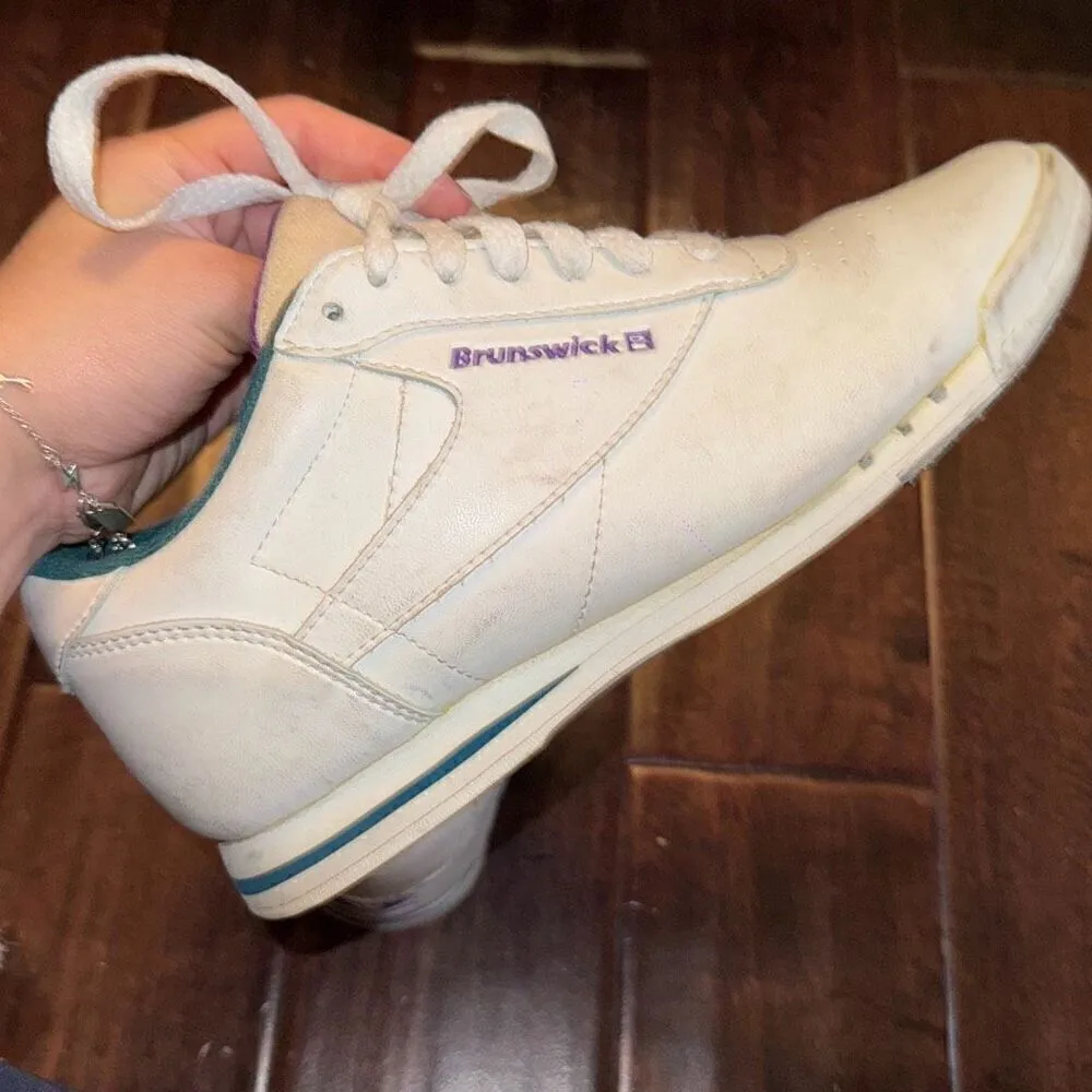 Brunswick Vintage 80’s Women’s Size 5.5 mens/36 euro Bowling Shoe White Teal Acc - Image 7