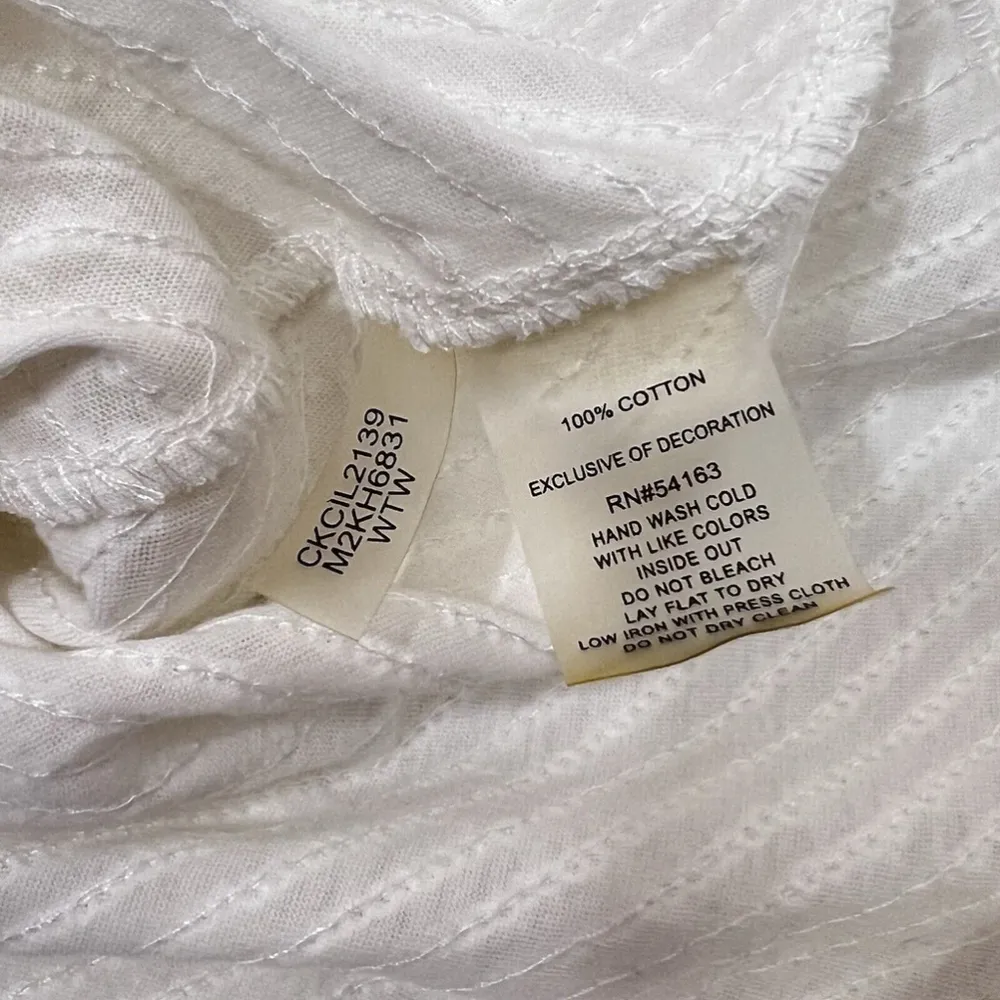 CALVIN KLEIN Women's White 3/4 Sleeve Crewneck Sequin Pullover Top XL Holiday - Image 5