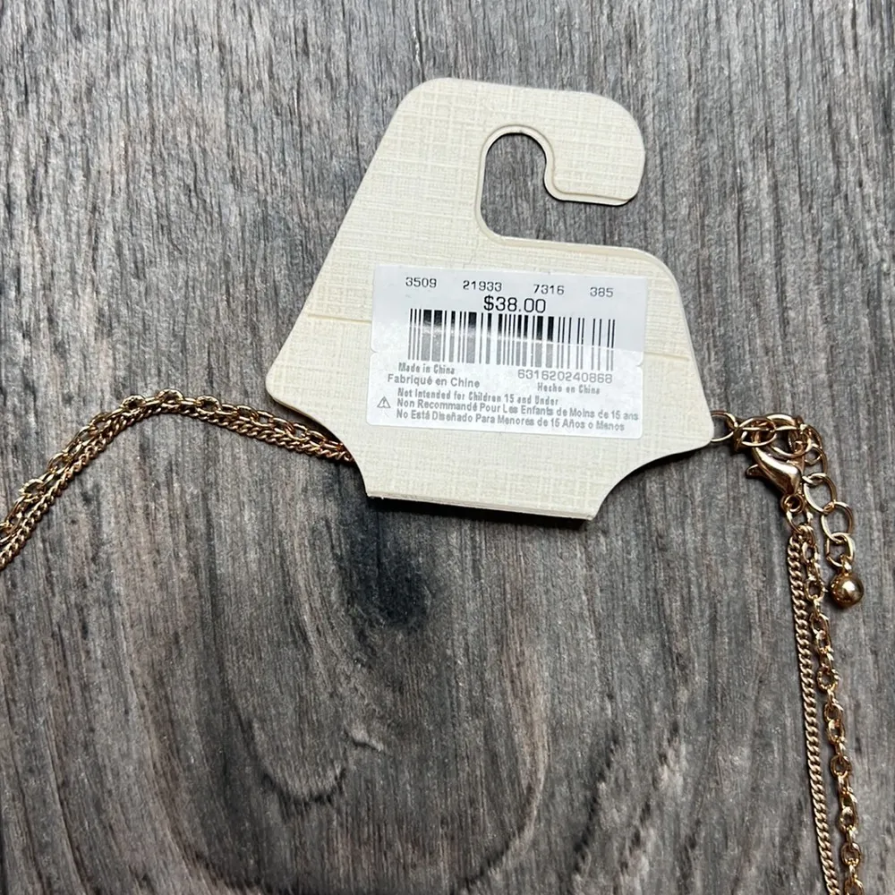 Van‎ Heusen Gold Chain Layered Necklace With Teal Stone NWT - Image 5