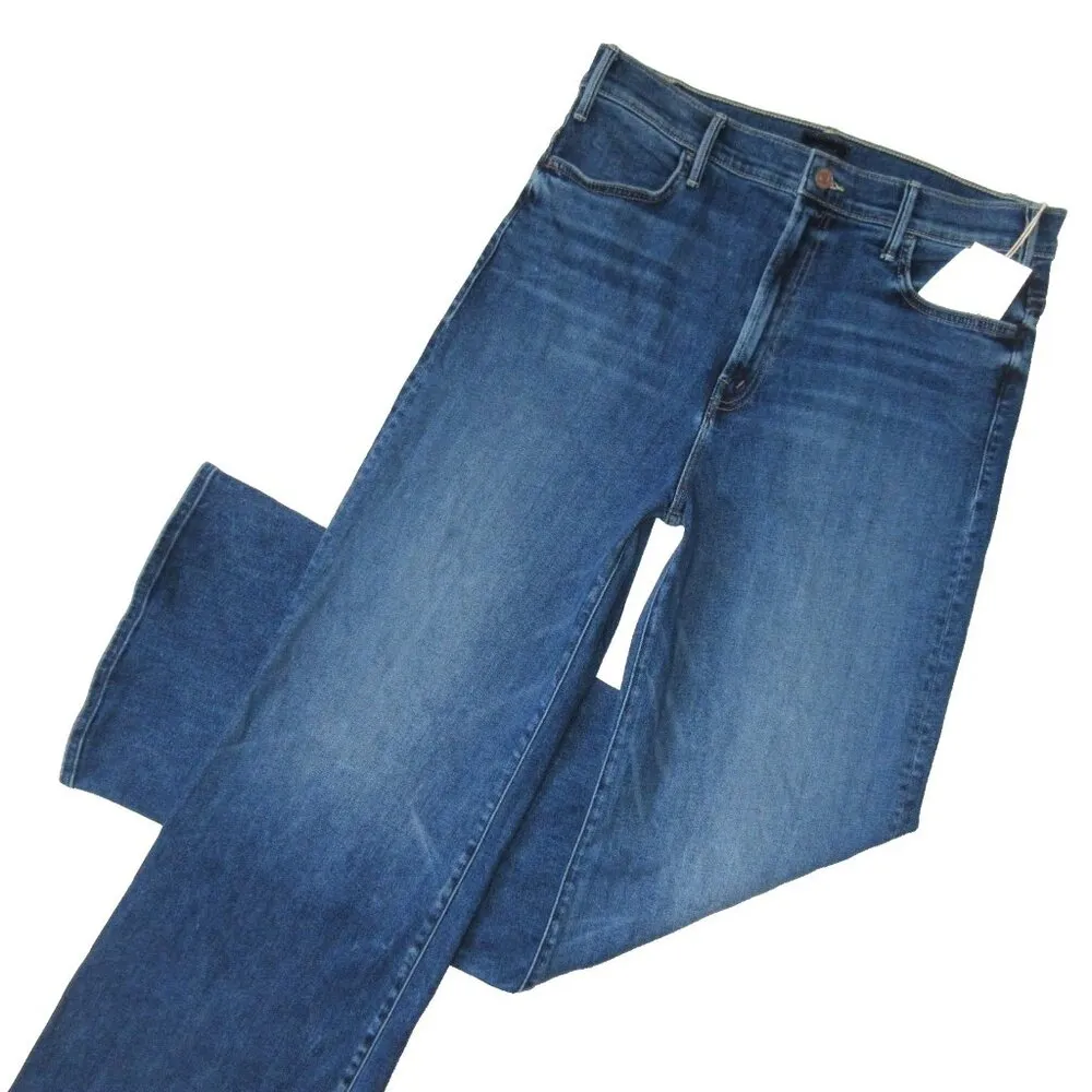 NWT Mother Hustler Roller Heel in Need For Speed High Rise Wide Leg Jeans 34 Blue - Image 2