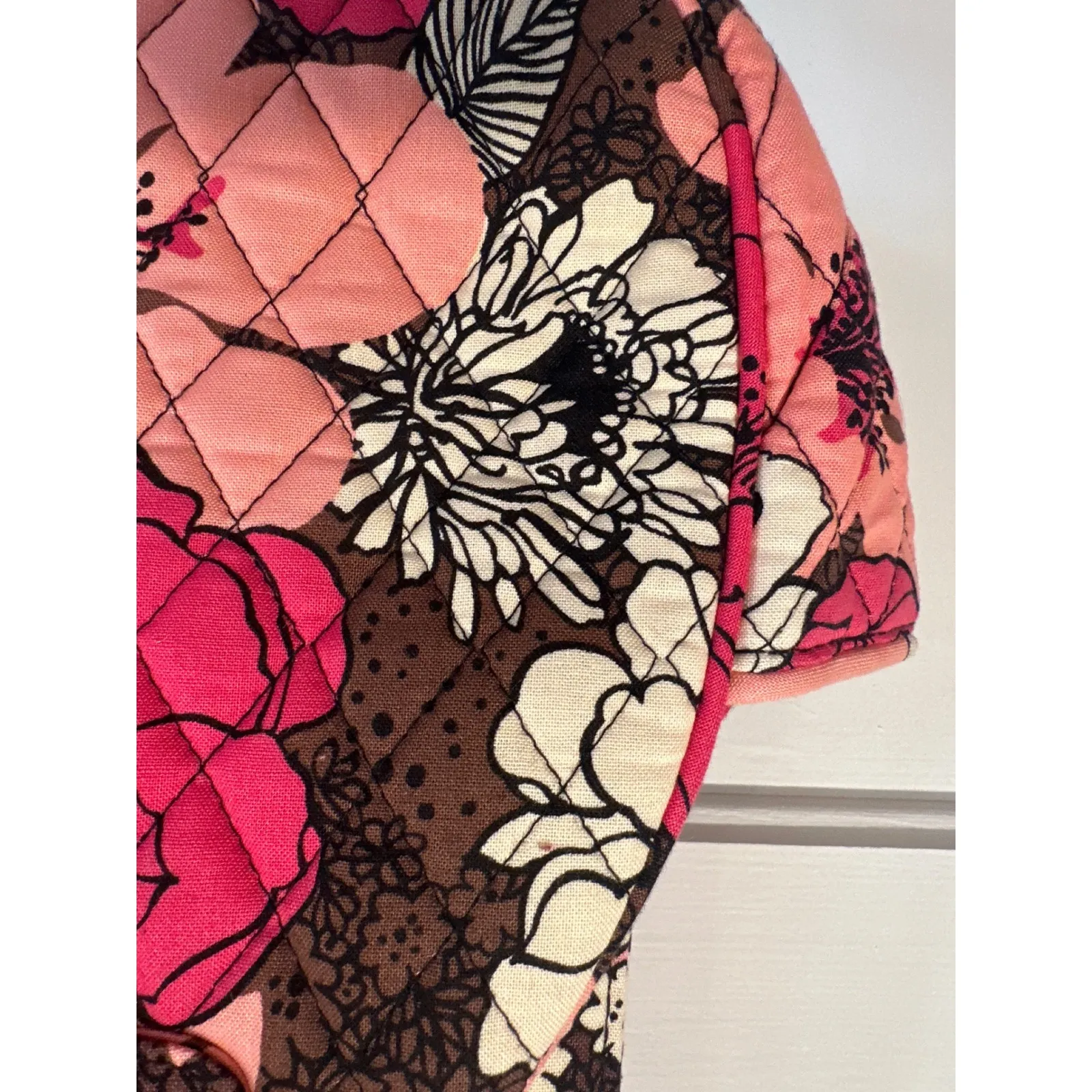 Vera Bradley Quilted Floral  Mocha Rouge Shoulder Bag Pink Brown Cream purse - Image 4