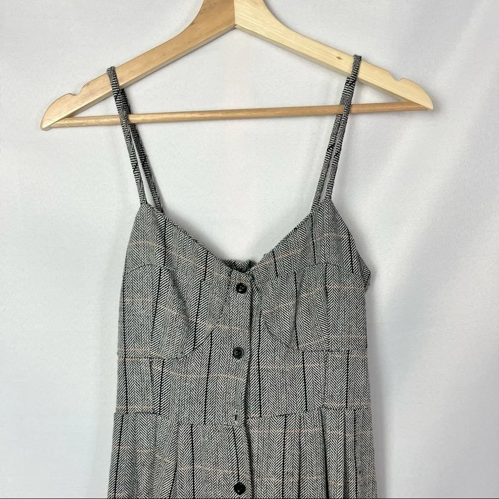 Boutique Gray Tweed Retro Button Down Midi Dress S - Image 3