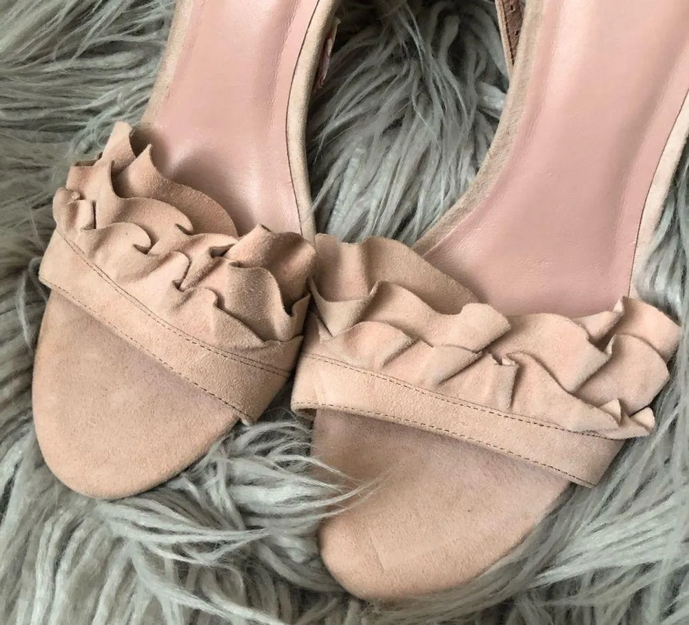 NEW joie Abigail Ruffled Suede High Heel Shoes - Image 4