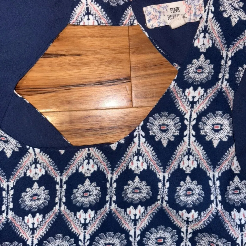 Pink Republic Navy and White Patterned Top - Image 3