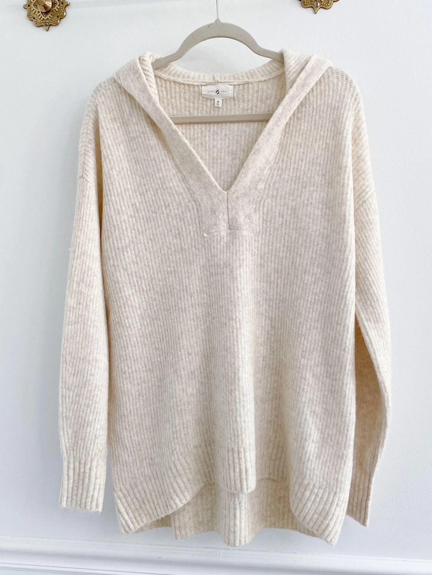 Lou & grey Cream Ribbed Tunic Sweater Hoodie - Image 3