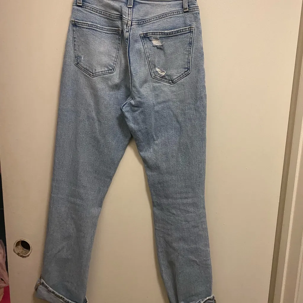 Pistola Womens Light Blue Wash Denim Jeans 26 26x29 Cuffed Cuff Leg Distressed - Image 6