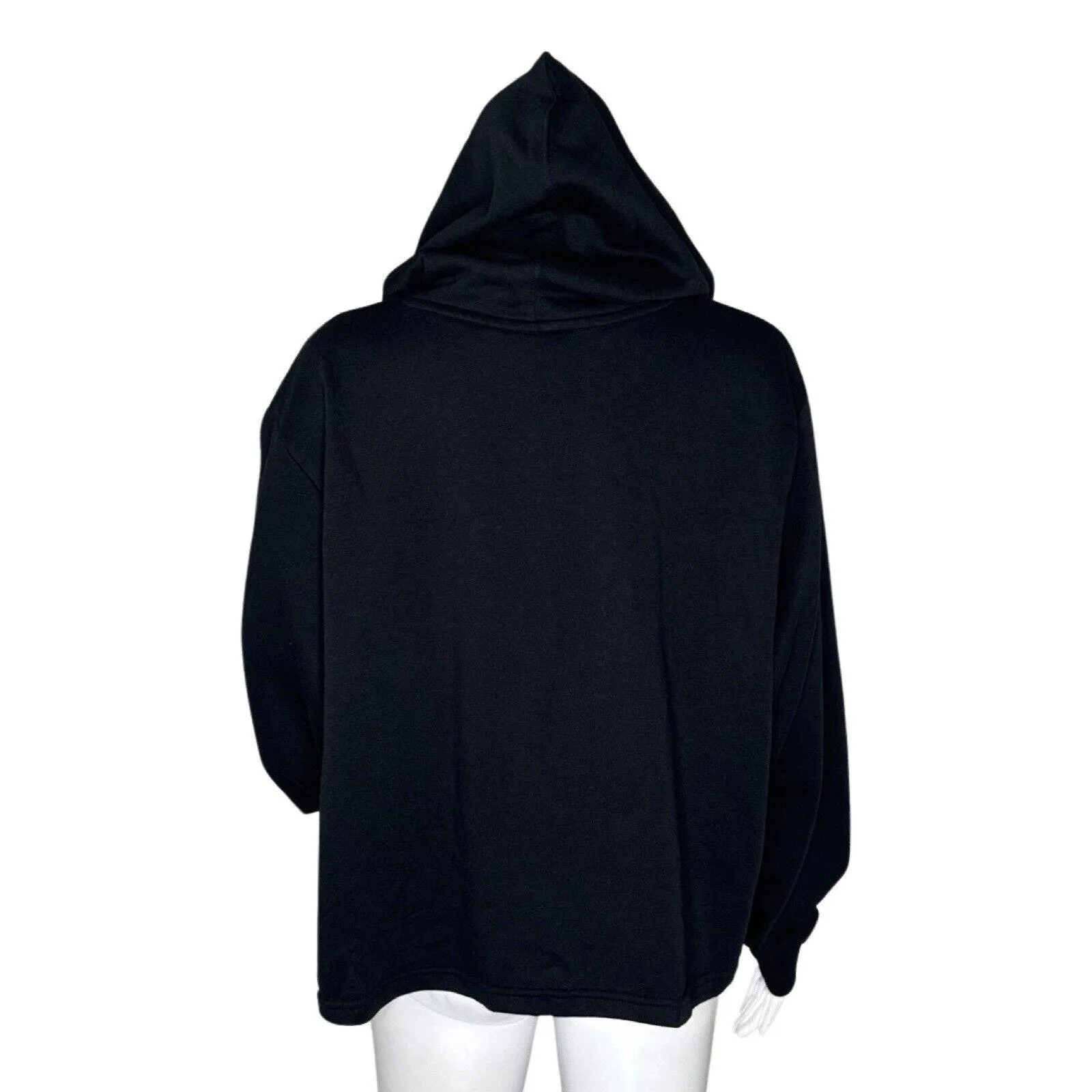 Puma Sweatshirt Women XL Black White Amplified Crop Hoodie Casual Athleisure‎ - Image 4