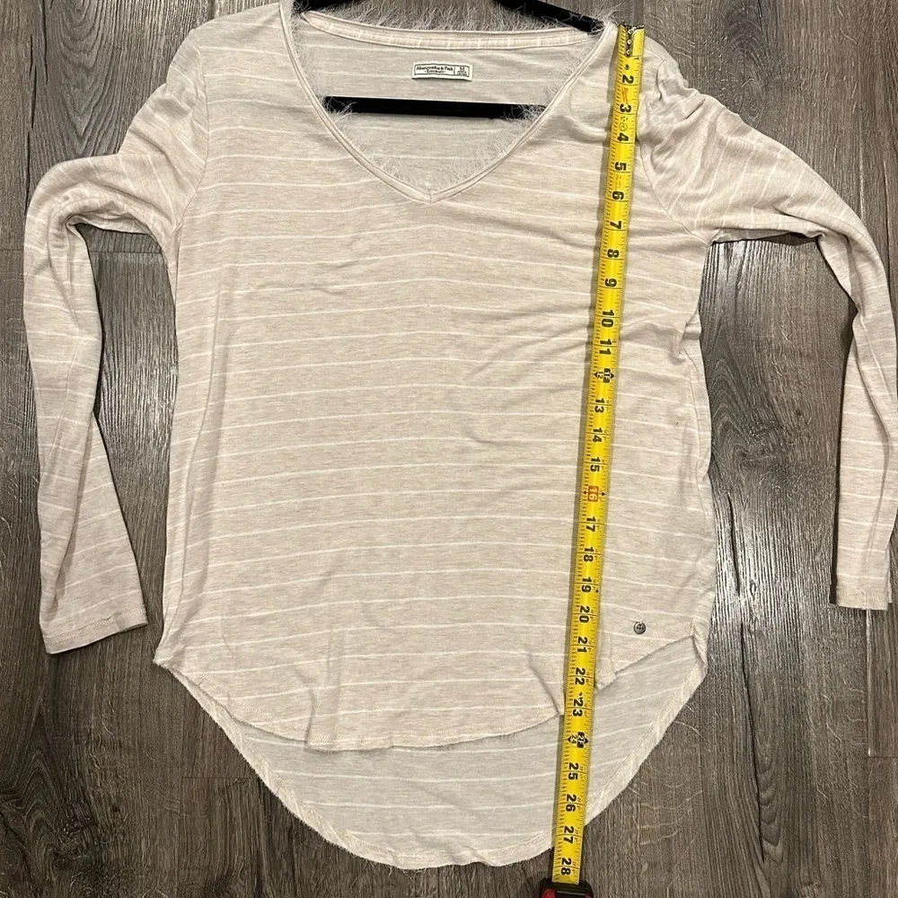 Abercrombie & Fitch A&F Long Sleeve V-Neck Striped Tunic Fringe Accent M - Image 10