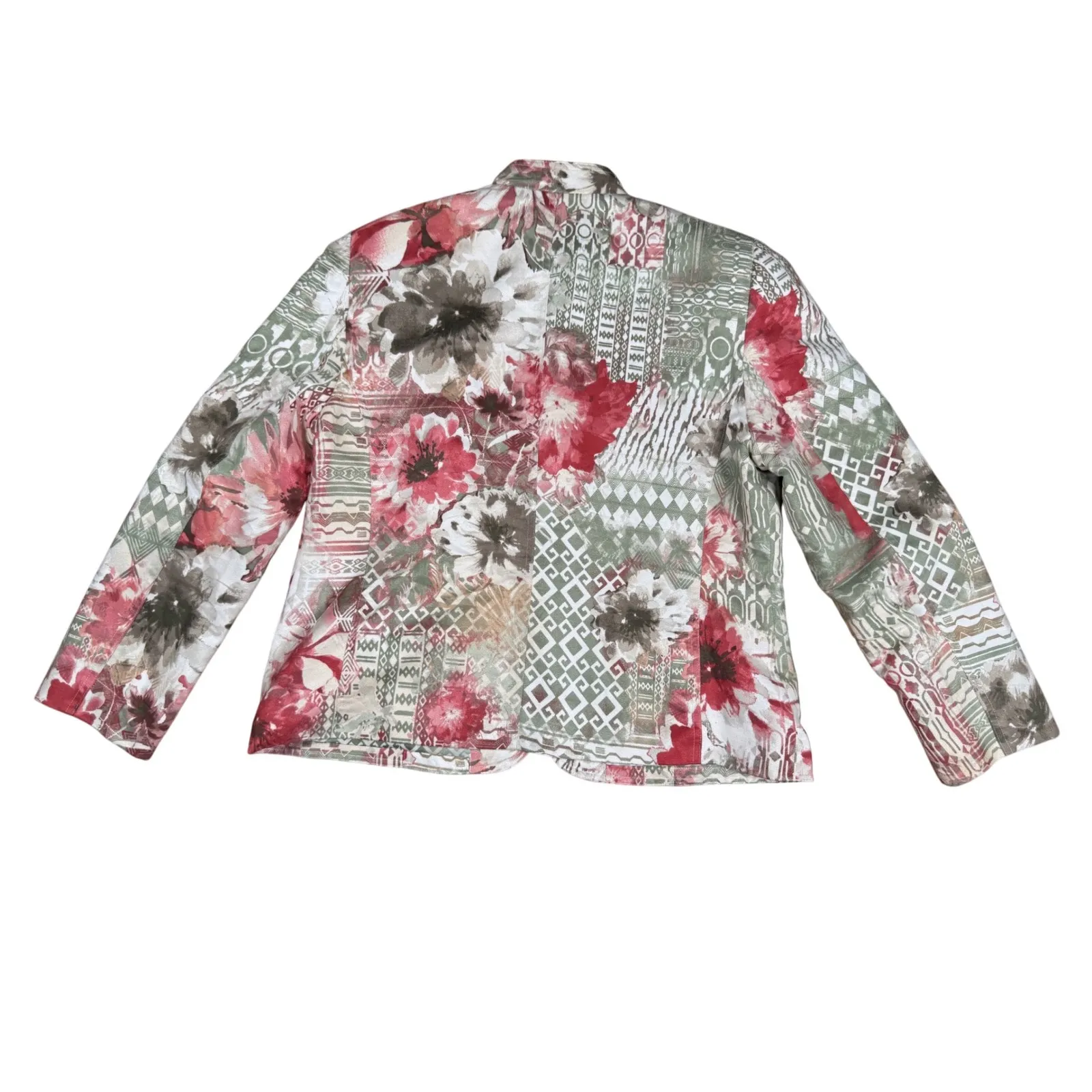 Alfred Dunner  Petite Floral Patchwork Button Up‎ Jacket Blazer Spring Coat - Image 6