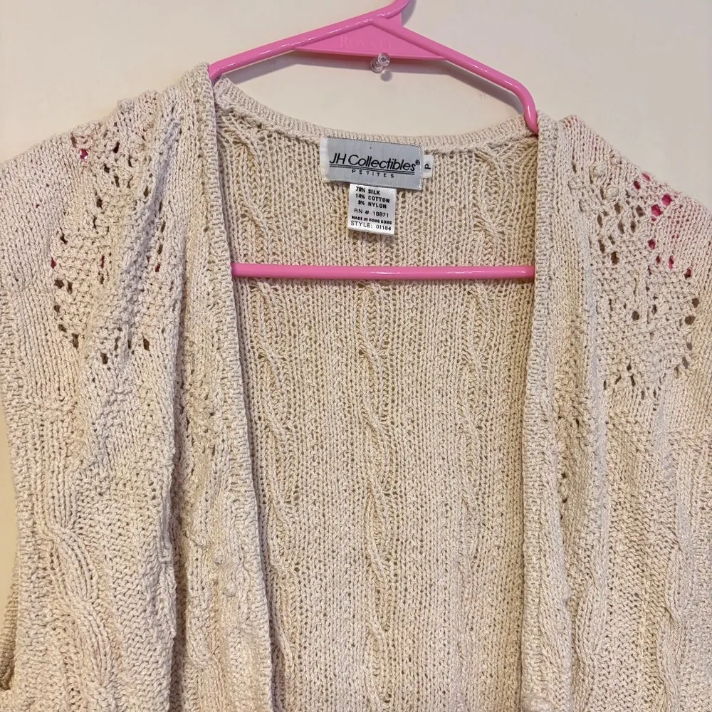 JH Collectibles Vintage Sleeveless Knit Sweater Vest Silk Blend Cream Size S - Image 3