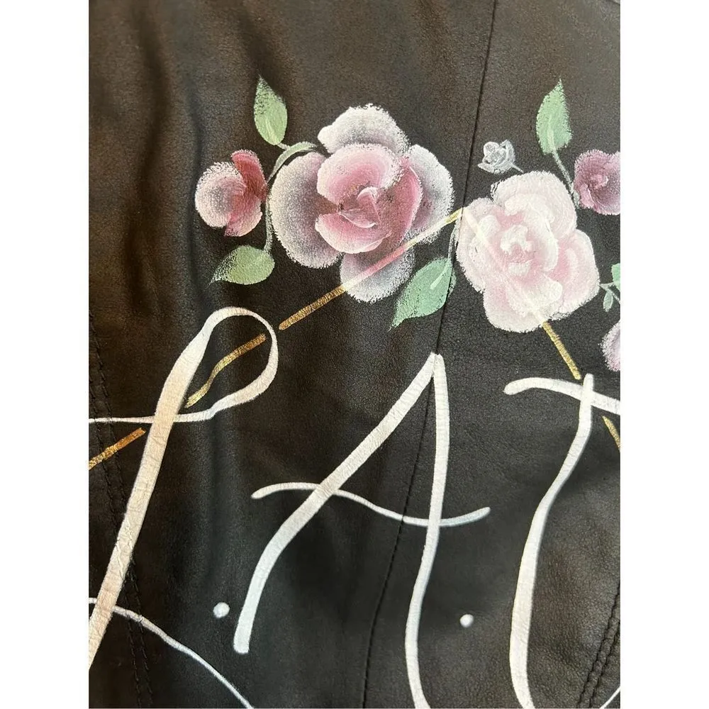 Women's S Andrew Marc New York Womens Black Leather Off Center Zip Jacket Coat p - Image 8