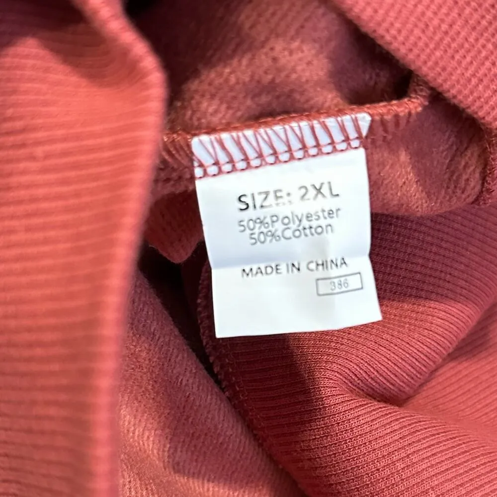 Boutique Stand Collar 1/2 Zip Pullover NEW Womens XXL 2XL Rust Ribbed Sweatshirt - Image 6