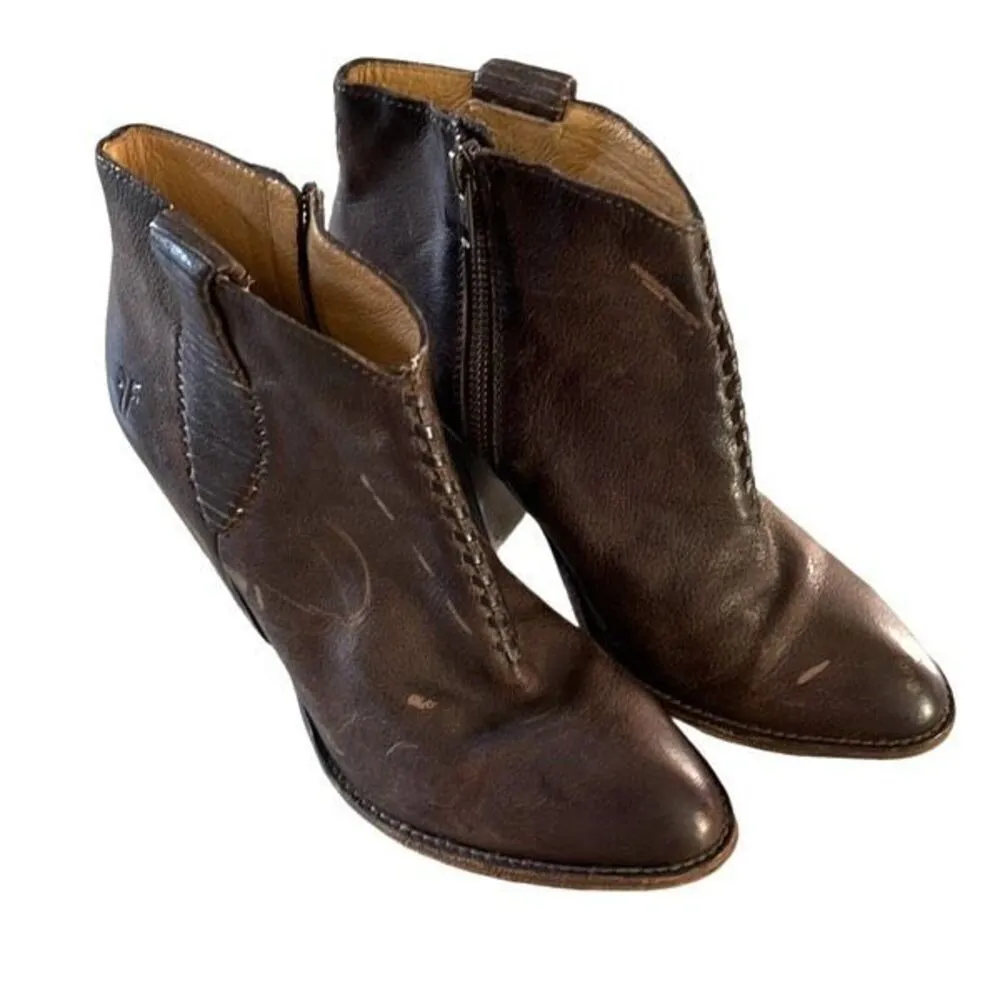 Frye Womens‎ Braided Ankle Block Heeled Boots Brown Size 6B - Image 3