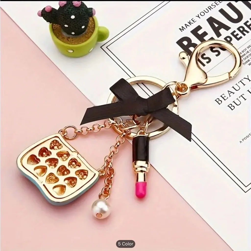Elegant Mini Bag Charms With Sparkling Bow Fashionista’s Keyring - Image 2