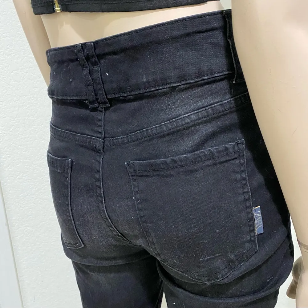 ZARA High Waist Stretch Black Capri Denim Jeans 8 - Image 6