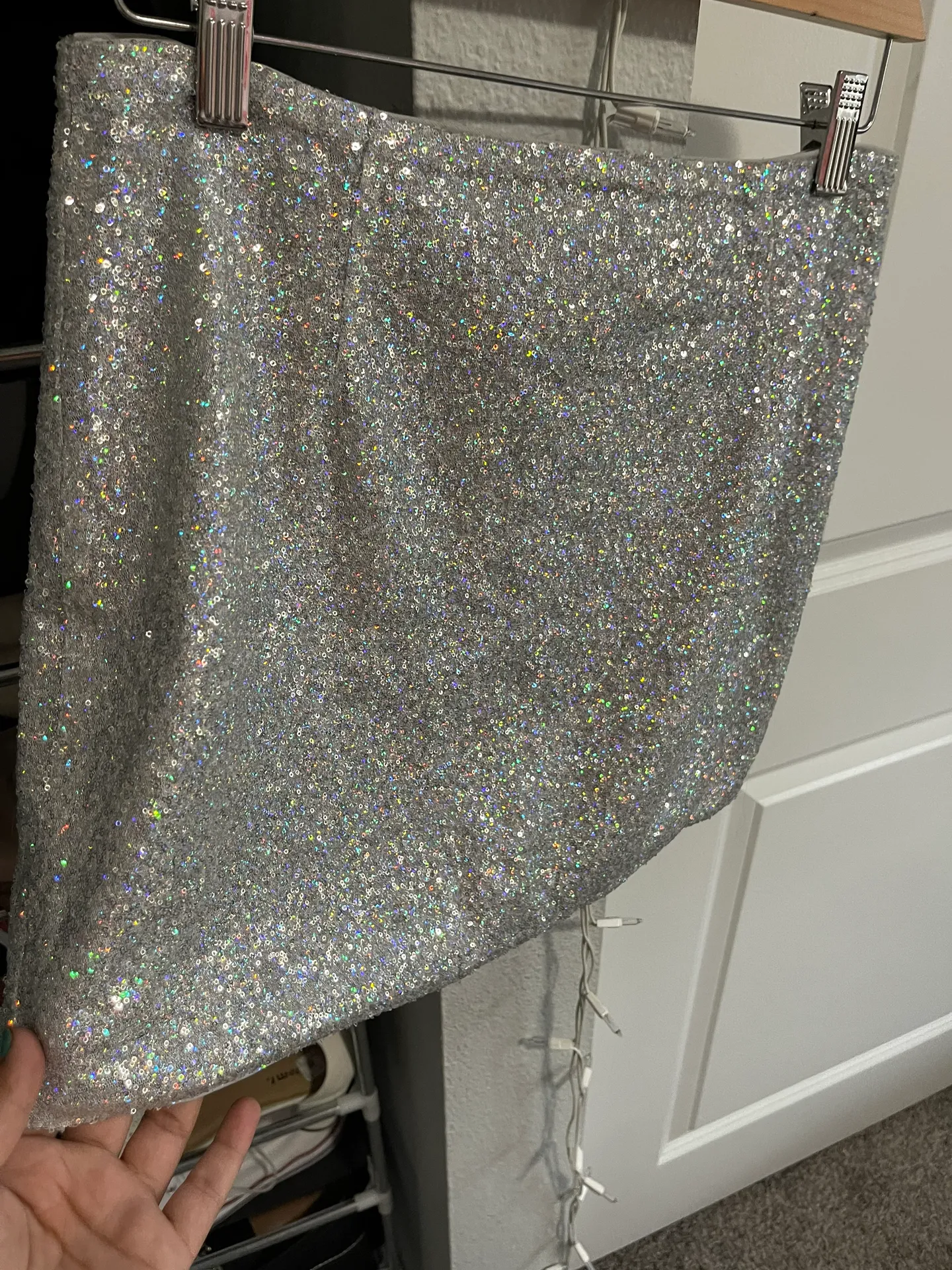 Forever 21 Silver Sequin Mini Skirt - Image 2