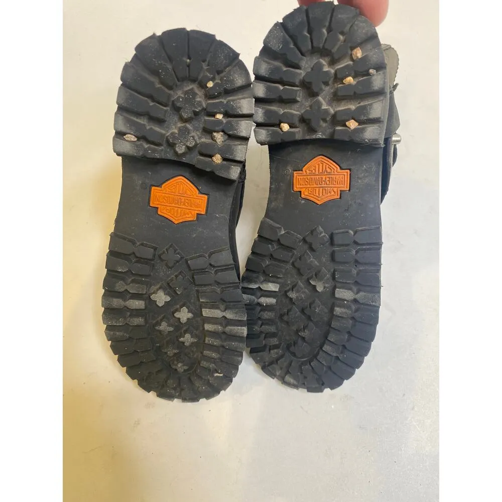 Harley Scarlet Black Mid-Calf Leather Harness Zip Boot EUC Sz 6.5 Square Heel - Image 7