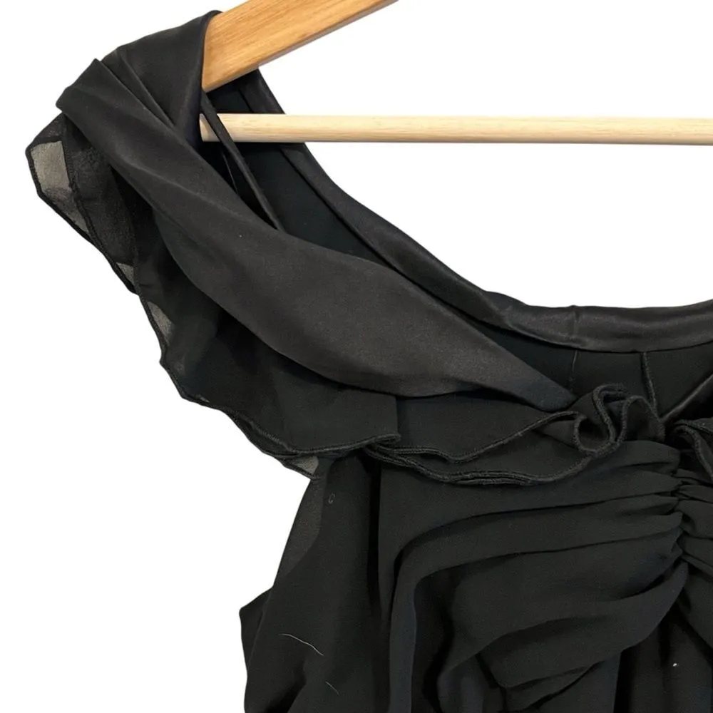 JS Collections Black Ruffle Halter Maxi Dress Sz 4 Cocktail Whimsigoth Prom - Image 4