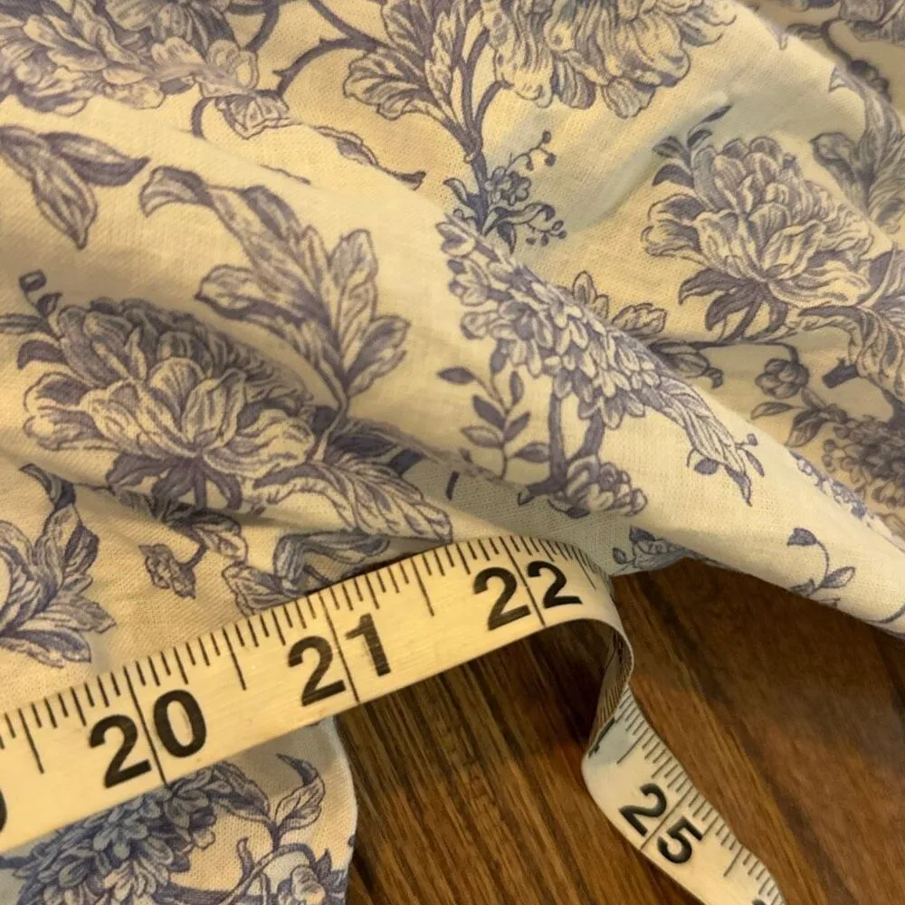 Cynthia Rowley linen cropped tie neck blouse blue toile Small - Image 8