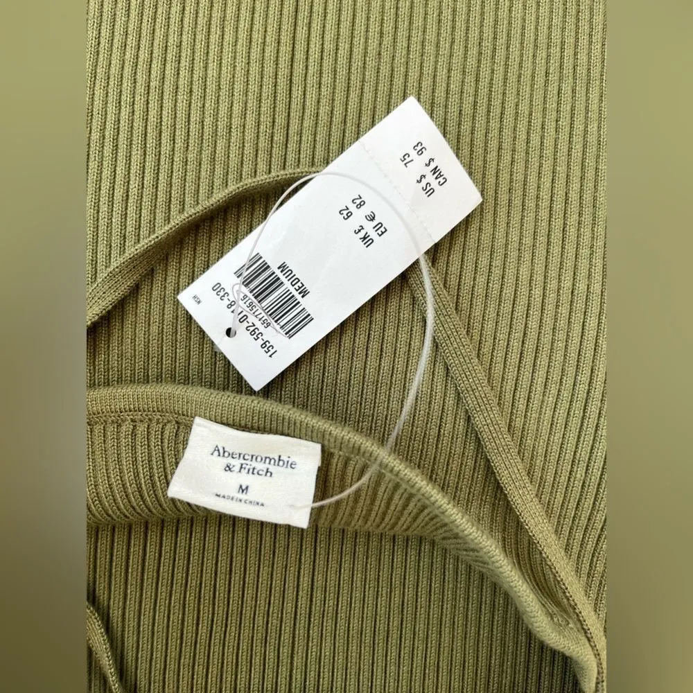 NWT Abercrombie & Fitch Medium Green Ribbed Knit Strappy Back Dress - Image 5