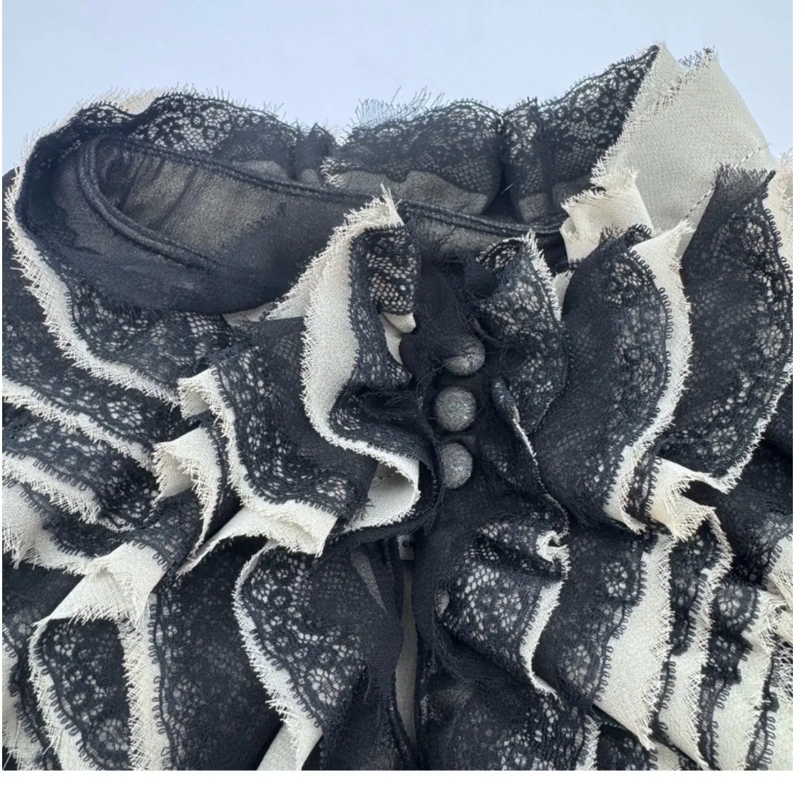 Robert Rodriguez Black Ruffled V Neck Sleeveless medium Peplum Top - Image 7