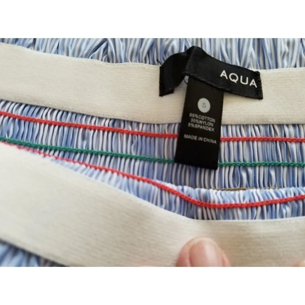 AQUA Brand Womens Tunic Top, Blue&White Stripe, Bell Sleeves Off The Shoulder S - Image 7