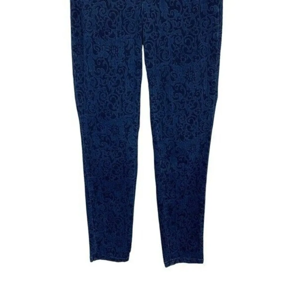 Soft Surroundings Blue Paisley Pull On Pants Stretchy Comfort Slimming Small - Image 3