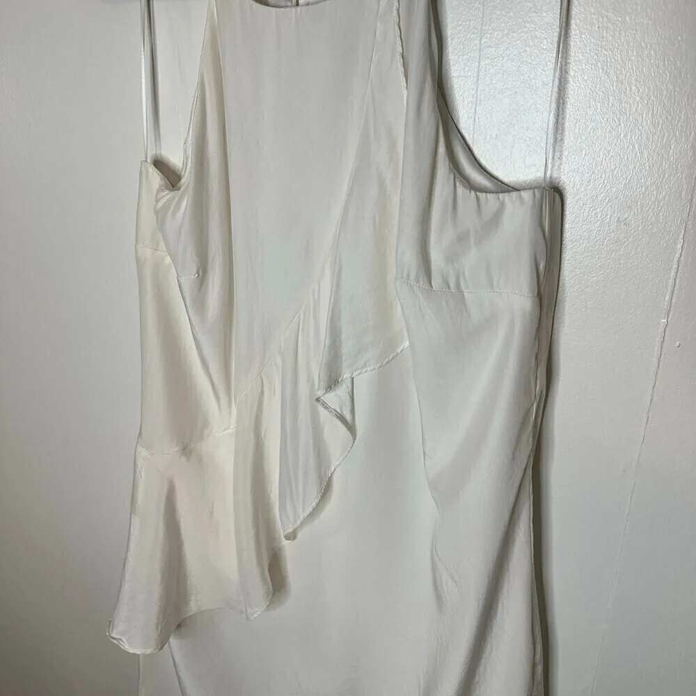 Alice & Trixie By Angela George Ruffle Sleeveless Halter Neck White Mini Dress M - Image 3