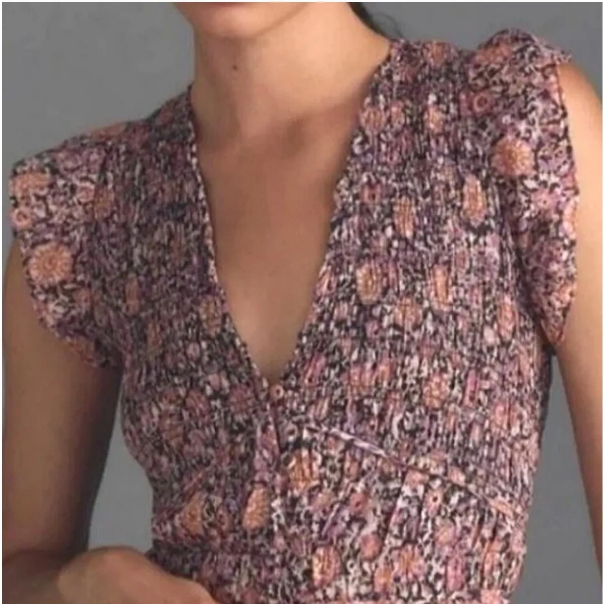 NEW Anthropologie Peregrine Midi Size Small Autumn Floral Ruffle‎ Sleeve Dress - Image 3