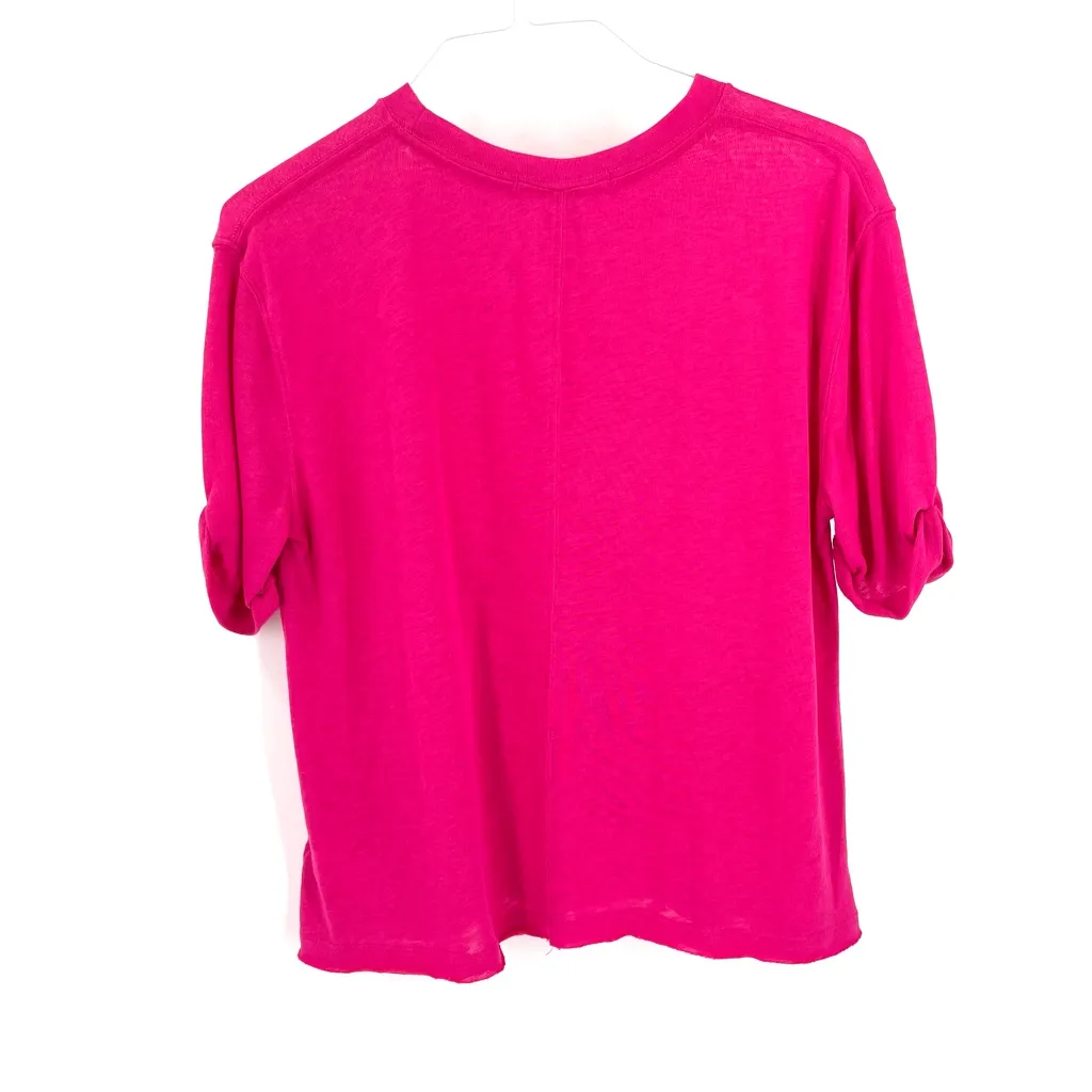 WE THE FREE PEOPLE Cassidy Hot Pink Short Sleeve Basic Relaxed Boxy Fit T Shirt - Image 4