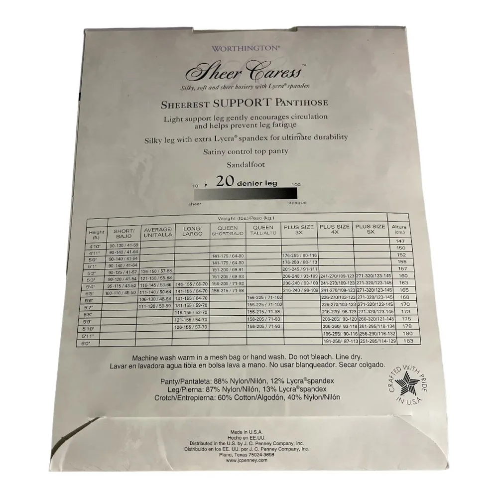 Worthington Sheer Caress Sheerest Support Pantyhose Light Support Bone Short - Image 2