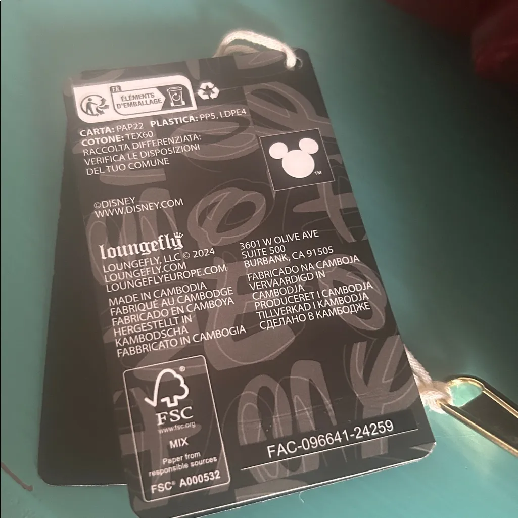 New Loungefly Disney Mini Mouse Burgundy Quilted Velvet Bow Mini Bag Wallet Set - Image 12