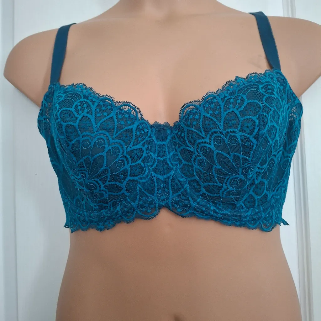 Torrid Curve 38DD Elegant Teal Lace Bra Blue Size 38 E / DD - Image 9
