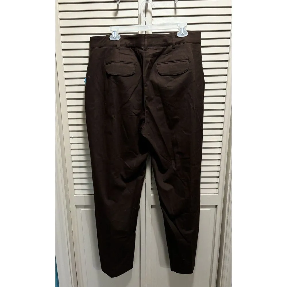 Counterparts Brown Flat Front Pants Size 16 High Rise Zip Elastic Band Waist - Image 3