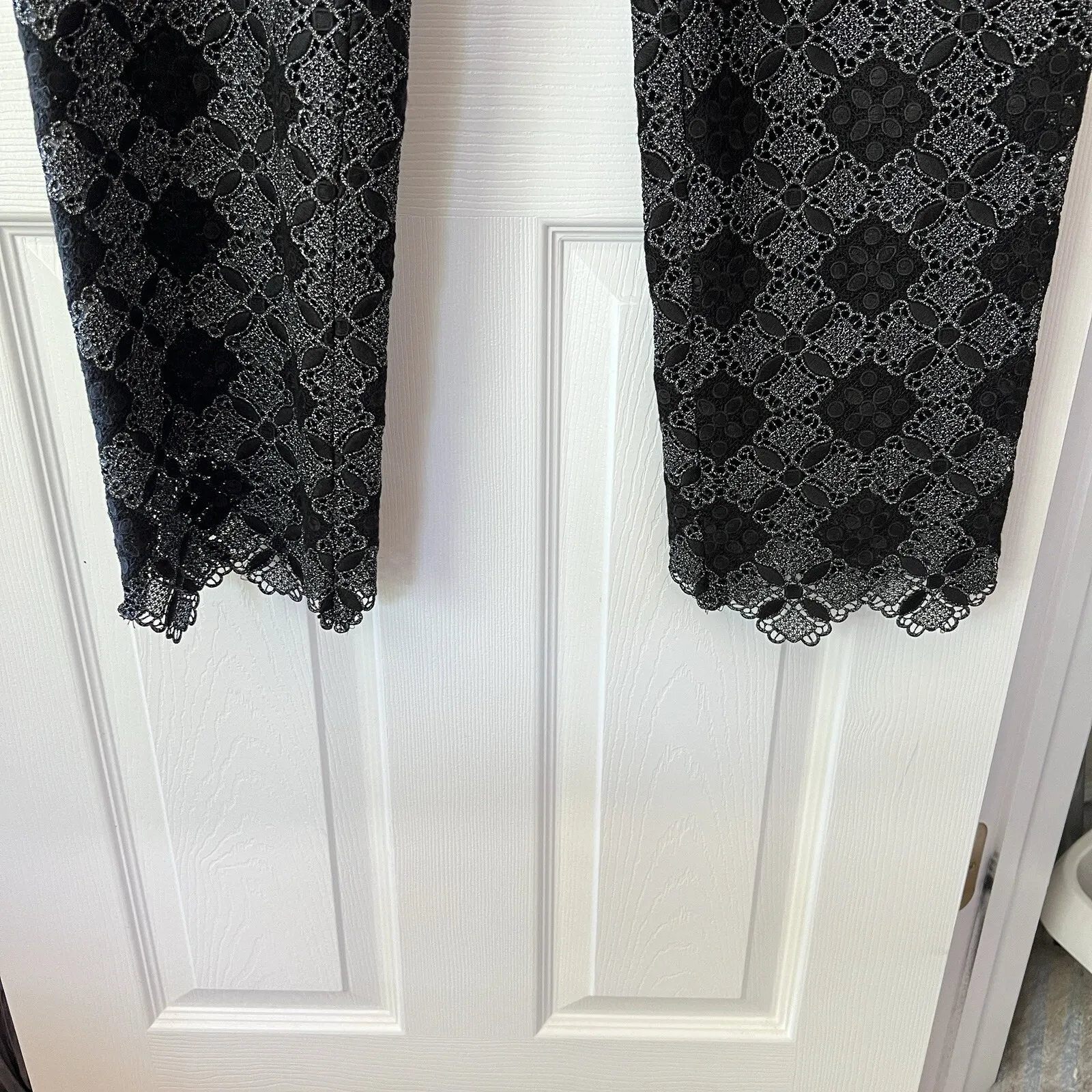 Cureté Black Lace Overlay Pants Womens Size 10 Sheer Straight Evening Gothic USA - Image 4