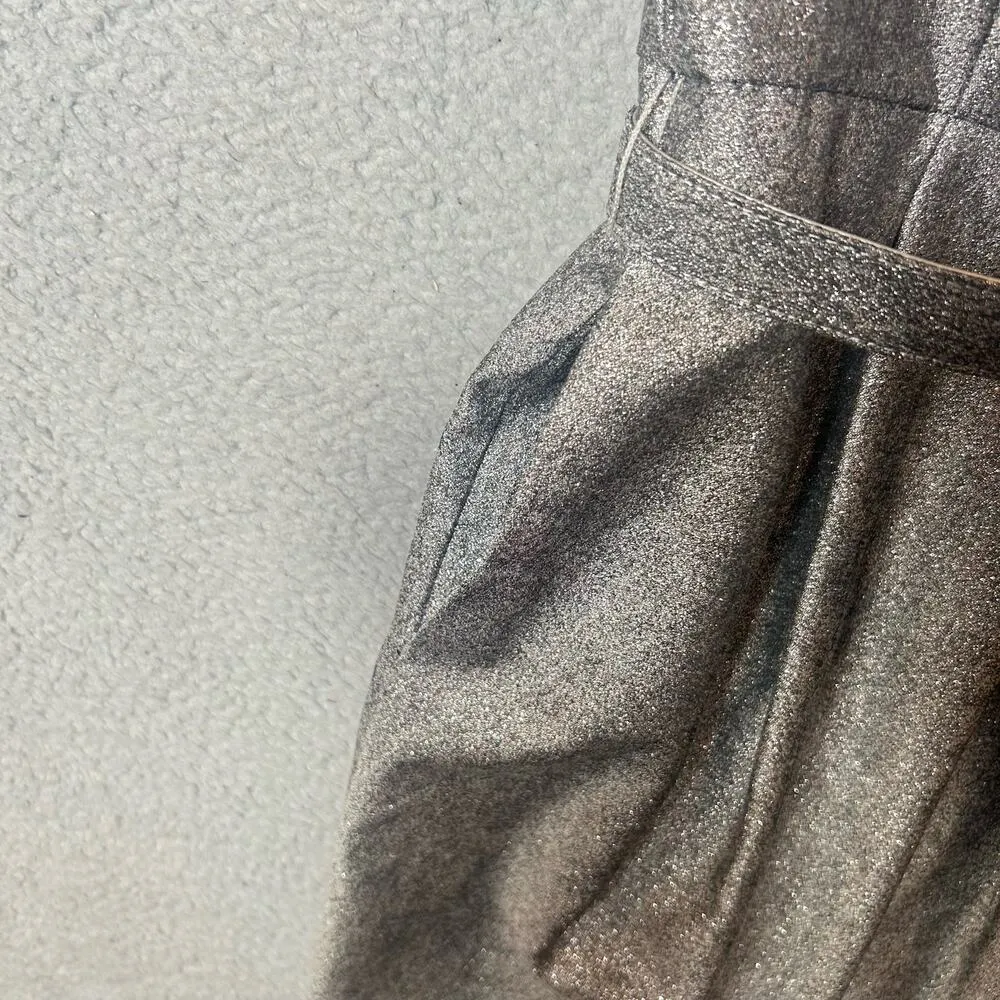 White House Black Market Dress Womens 6 Silver Metallic‎ Sleeveless Sheath Party - Image 5