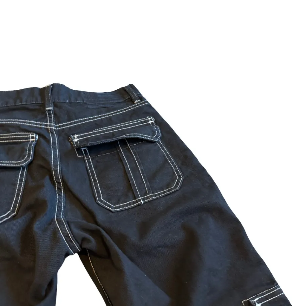 Revice Denim Black Wide Leg Cargo Contrast White Seams Cotton Size 26 Women's - Image 10