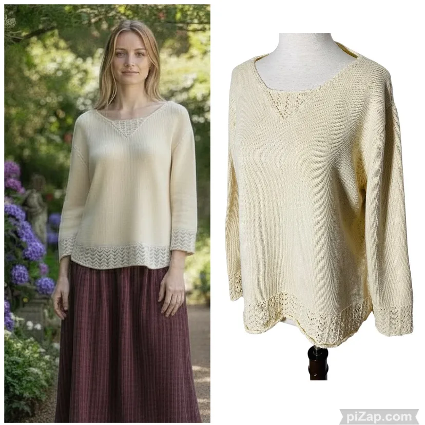 VINTAGE LIZ CLAIBORNE Crochet Accent Sweater - Image 2