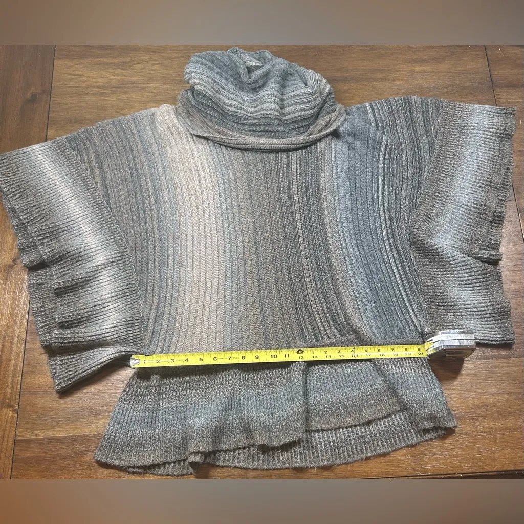 Fashion Concepts Size L/XL Turtleneck Poncho Throw Over Sweater Gray - Image 4