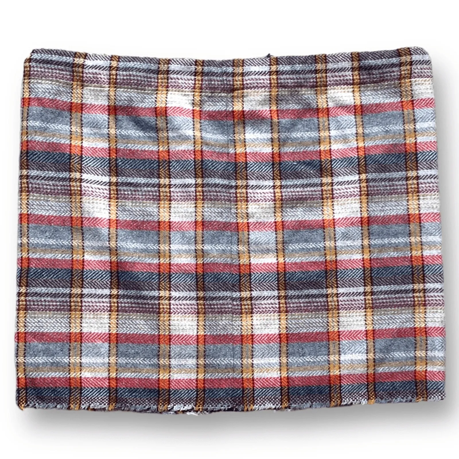 Plus 2X Tweed Plaid Mini Skirt Satin Ribbon Waist Holiday Boston Los Angeles Yellow - Image 4