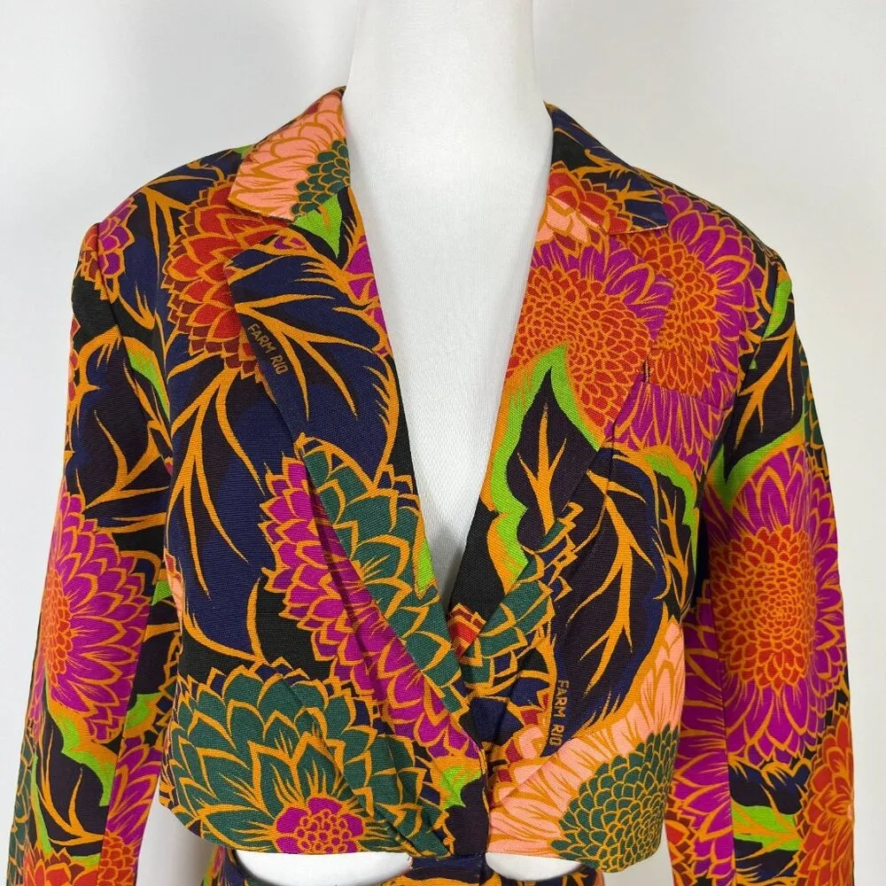 NWOT FARM RIO Multicolor Floral Garden Cut-Out Long Blazer Size S - Image 7