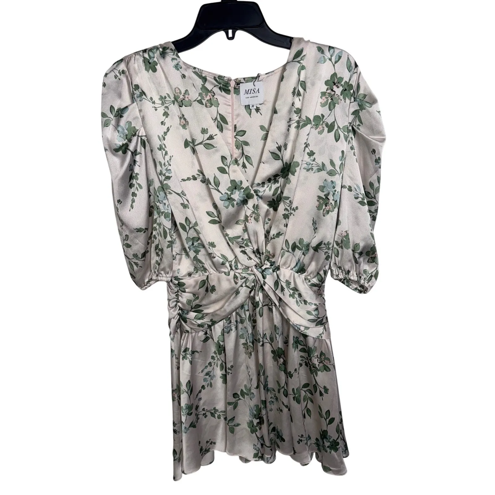 MISA Los Angeles Floral Print Wrap Twist Ruched Mini Dress Size M - Image 4