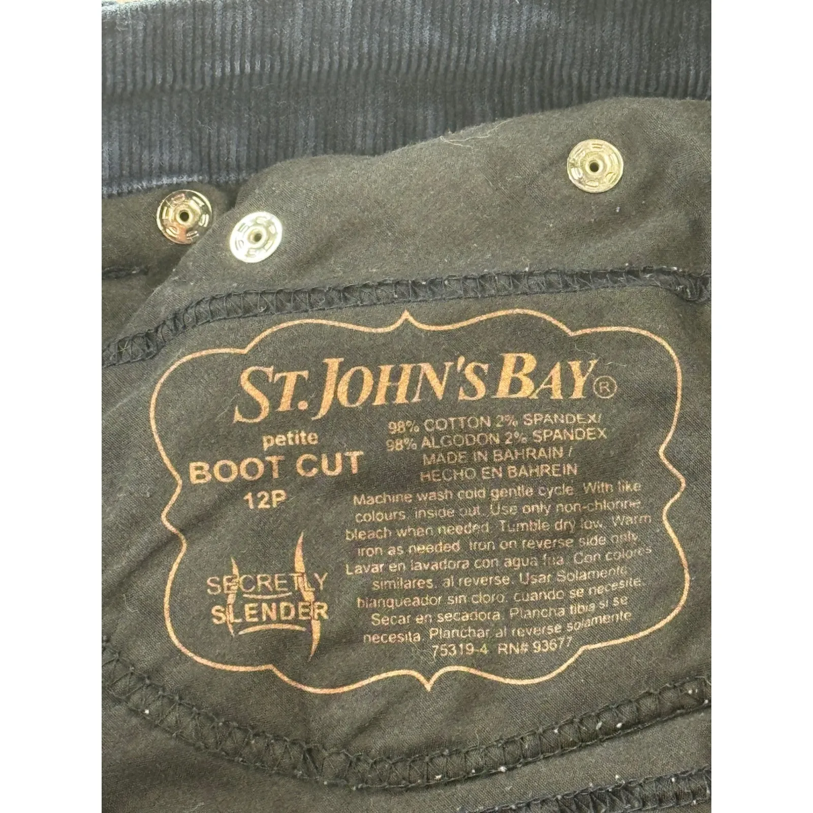 St‎ Johns Bay Petite Dark Navy Corduroy Bootcut Pants Women's Size 12P - Image 8