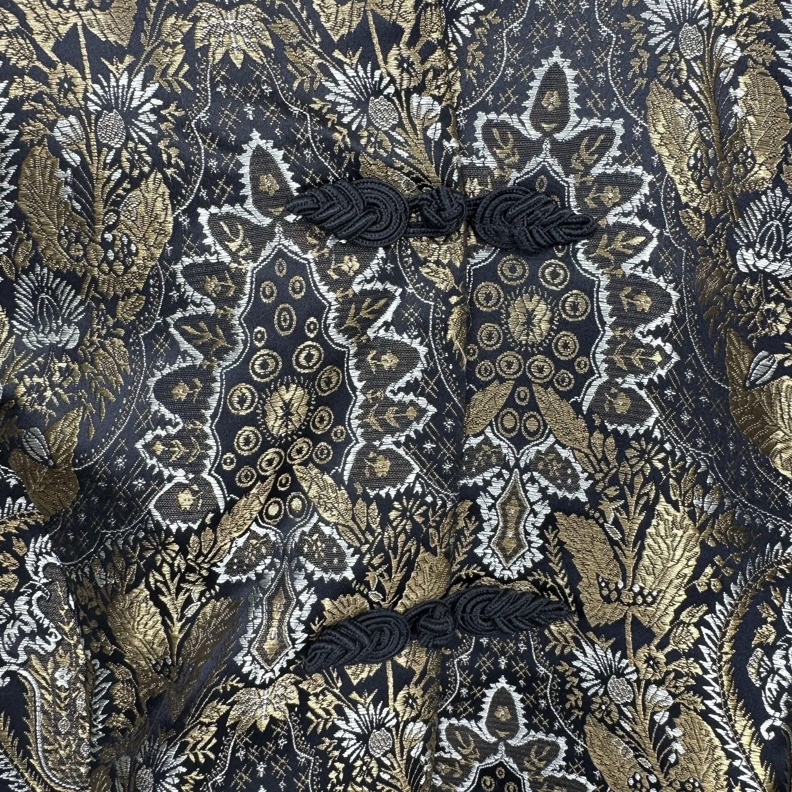 Vintage Dressbarn Asian Inspired Jacket Small Gold Black Forest Fairy - Image 4
