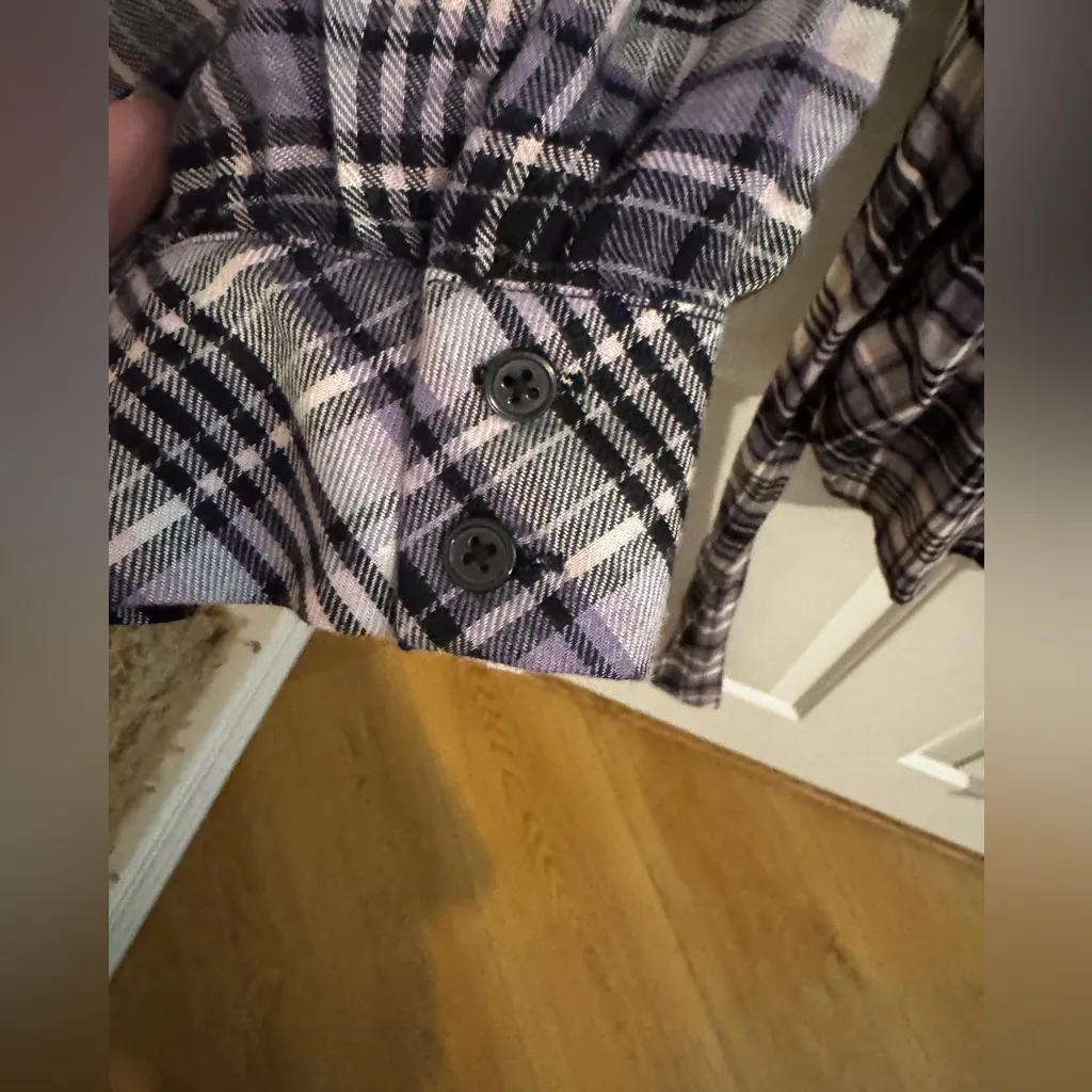 Torrid New Softest Flannel Tie Back Button Up Tunic Purple Plaid Plus 2X - Image 9